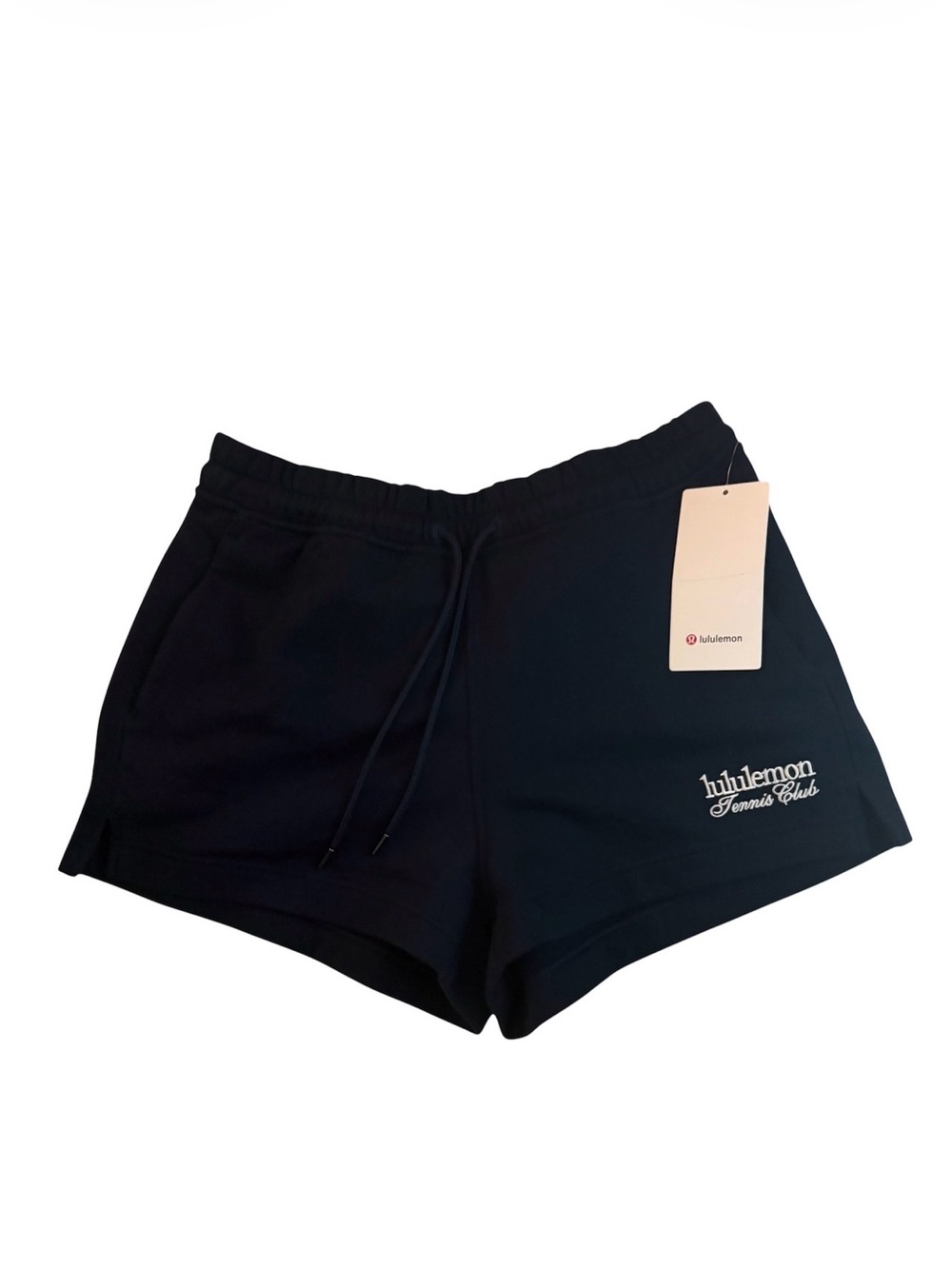 NWT Lululemon Tennis Club Cursive French Terry Shorts Navy L